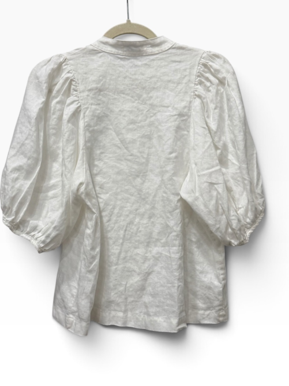 Lanhtropy White 100% Linen Puff Sleeve Button Blouse XS - Picture 4 of 12
